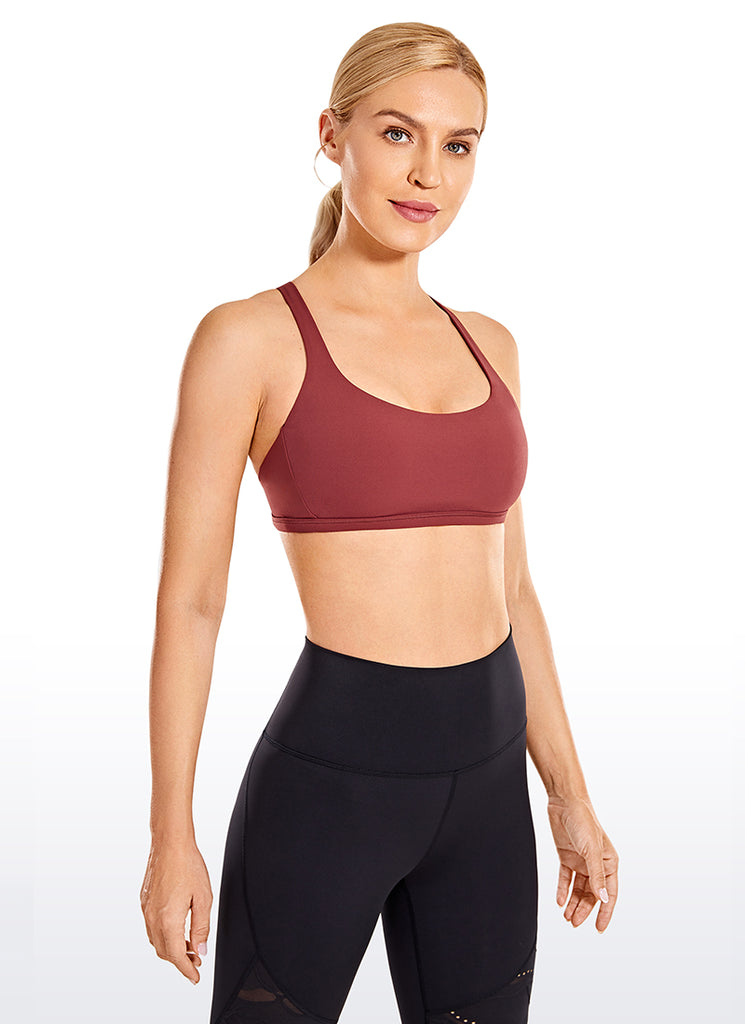CRZ YOGA Women's Yoga Train Light Support Nakedfeel Strappy Bra Savannah