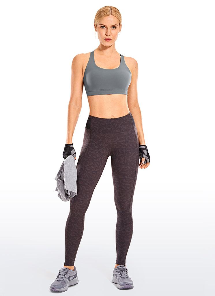 CRZ YOGA Women's Yoga Training Medium Support Nakedfeel Bra Cross Back Dark Carbon