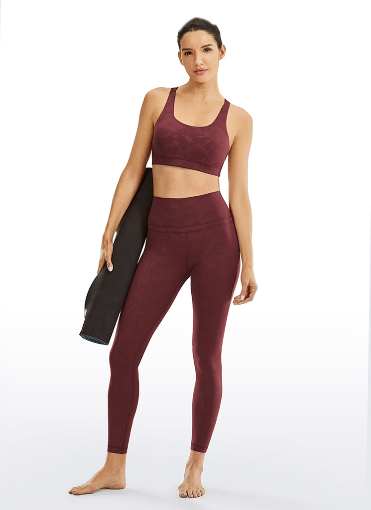 CRZ YOGA Women's Yoga Training Medium Support Nakedfeel Bra Cross Back Camouflage -Savannah