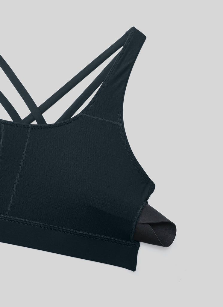 CRZ YOGA Women's Yoga Training Medium Support Nakedfeel Bra Cross Back True Navy