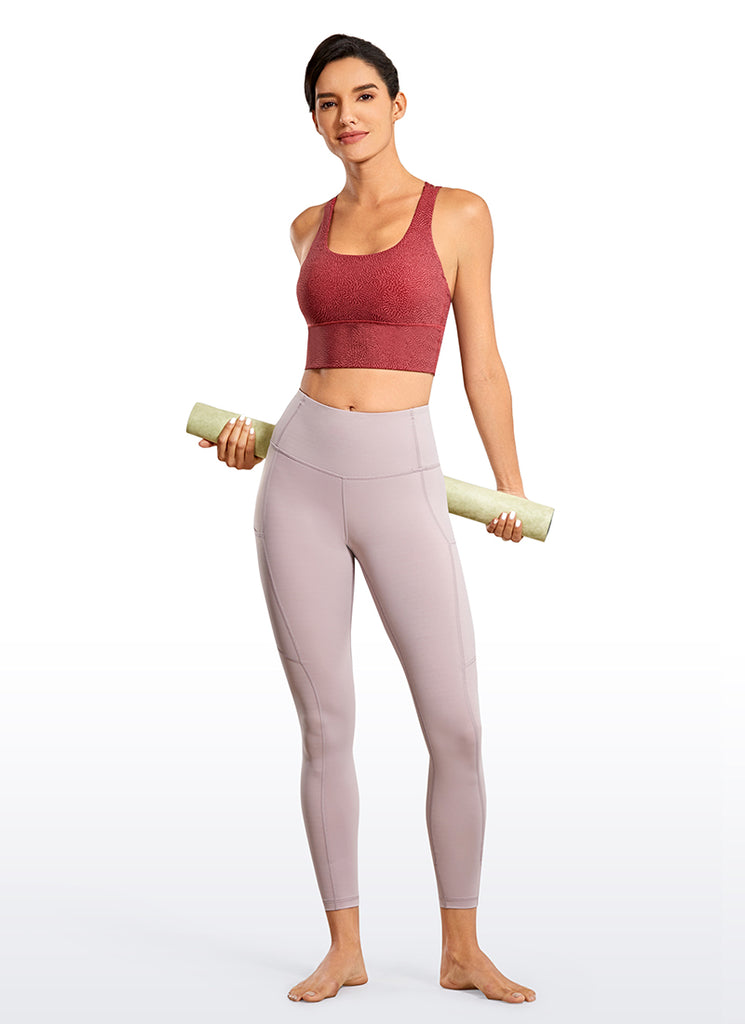 CRZ YOGA Women's Train Medium Support Nakedfeel Longline Bra Strappy Camo Multi 2