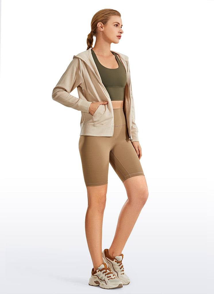 CRZ YOGA Women's Train Medium Support Nakedfeel Longline Bra Strappy Litchi grain 2