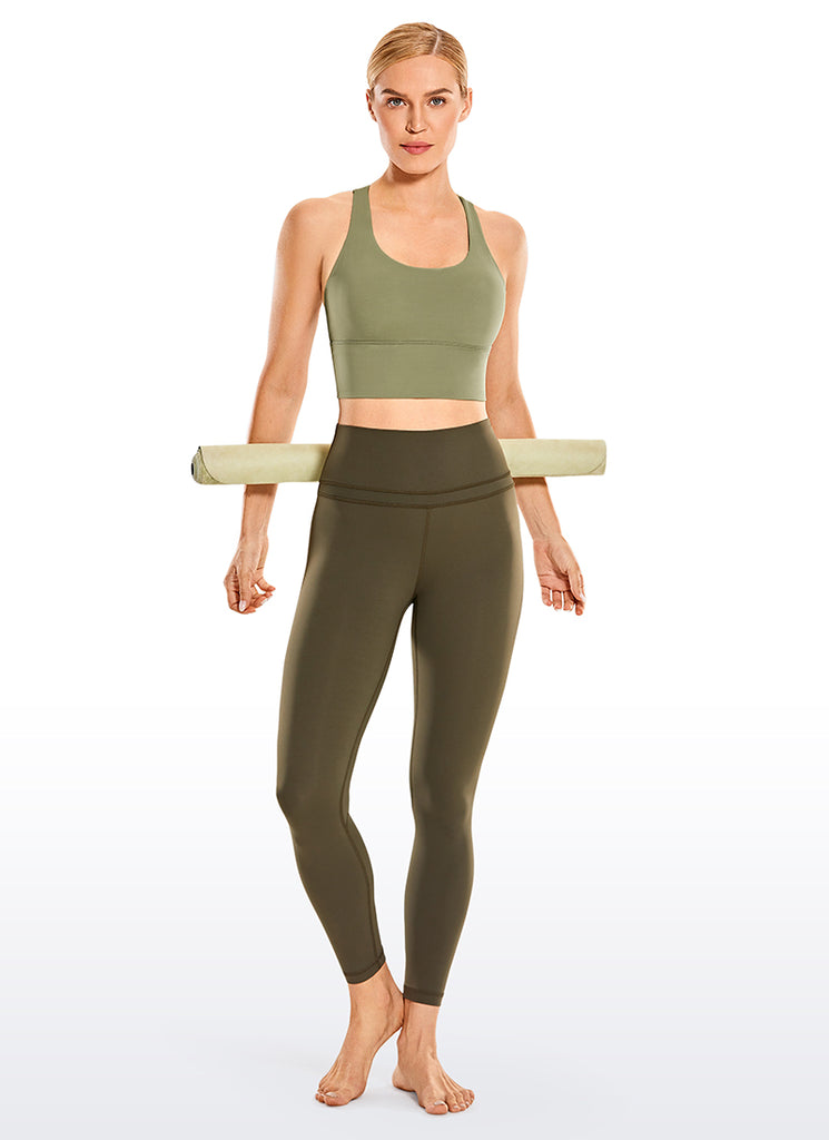 CRZ YOGA Women's Train Medium Support Nakedfeel Longline Bra Strappy Crimson snake