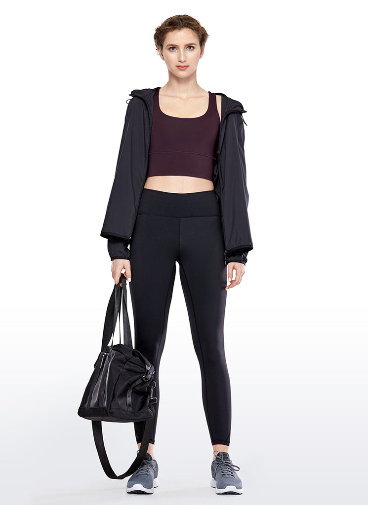 CRZ YOGA Women's Train Medium Support Nakedfeel Longline Bra Strappy Dark Violet