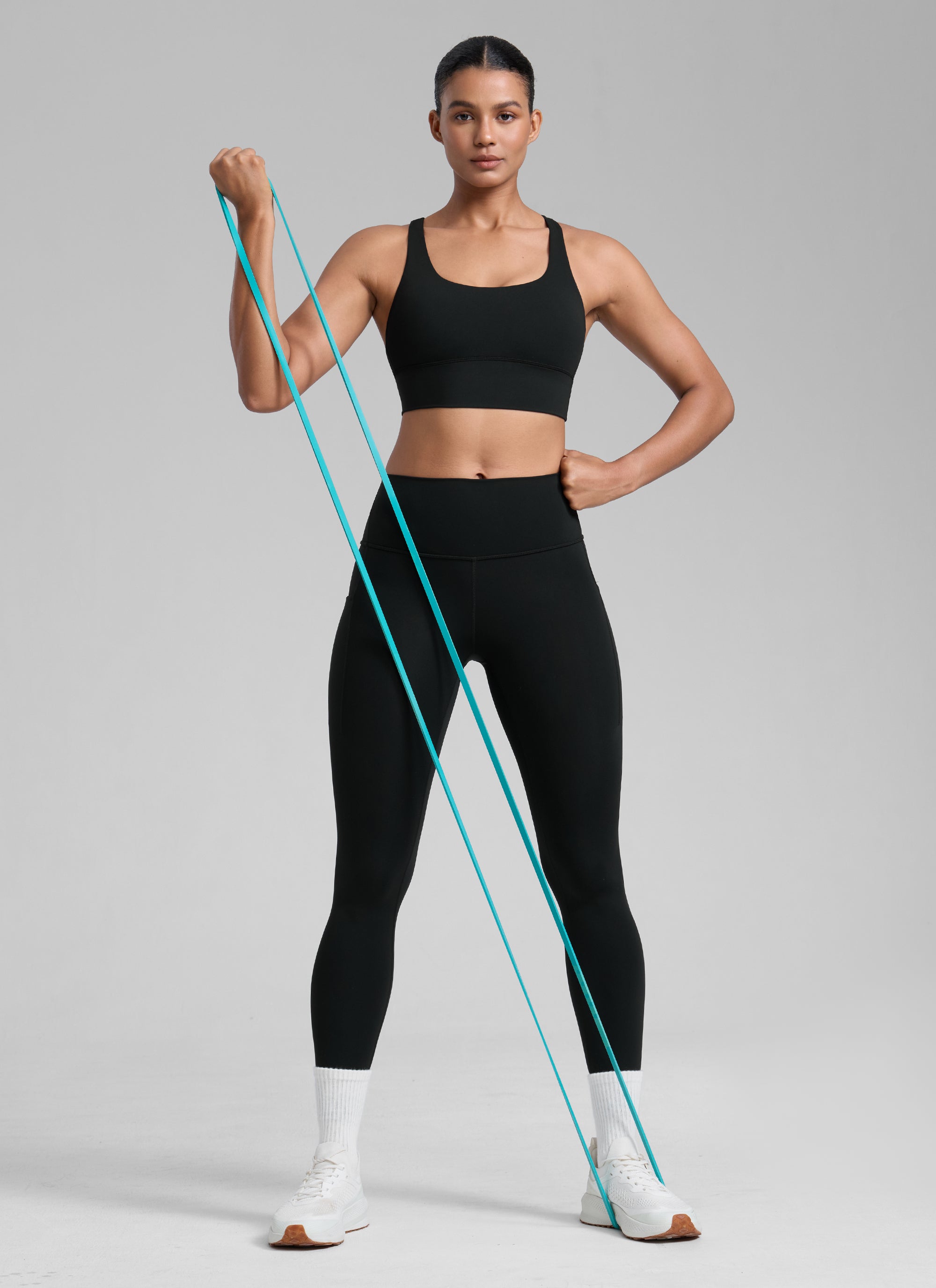 CRZ YOGA Womens Strappy Longline Nakedfeel Training Sports Bra Black @model_info:Barbara