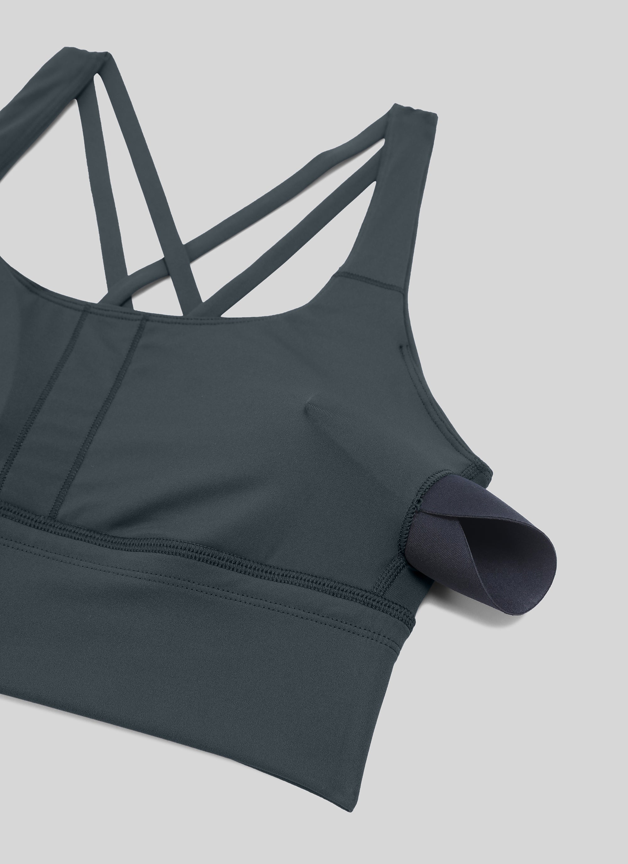 CRZ YOGA Womens Strappy Longline Nakedfeel Training Sports Bra Melanite
