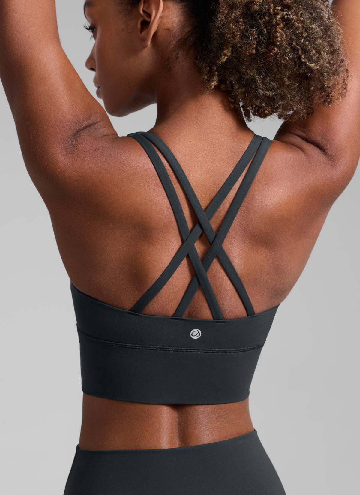 CRZ YOGA Womens Strappy Longline Nakedfeel Training Sports Bra Melanite