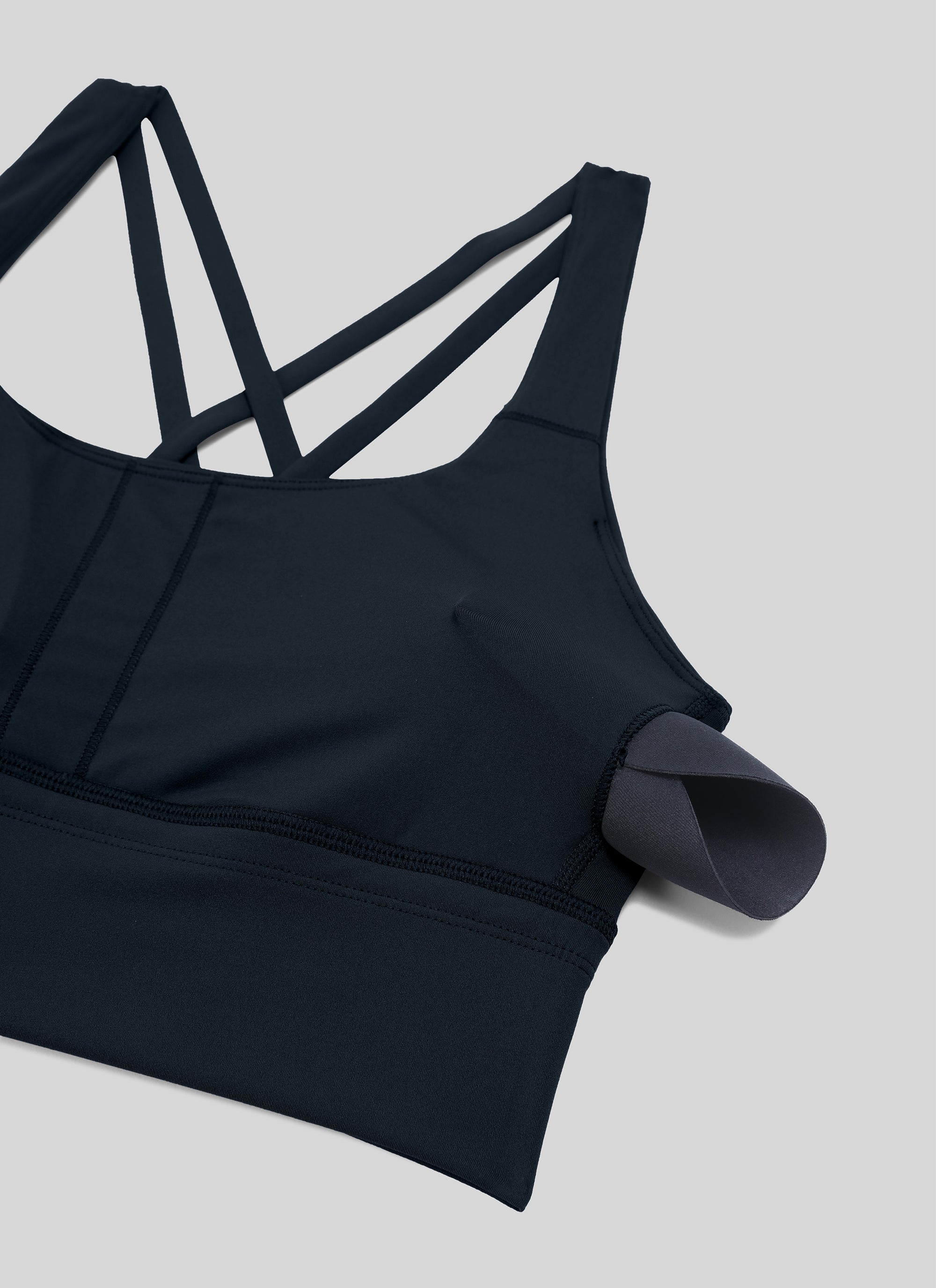 CRZ YOGA Womens Strappy Longline Nakedfeel Training Sports Bra True Navy