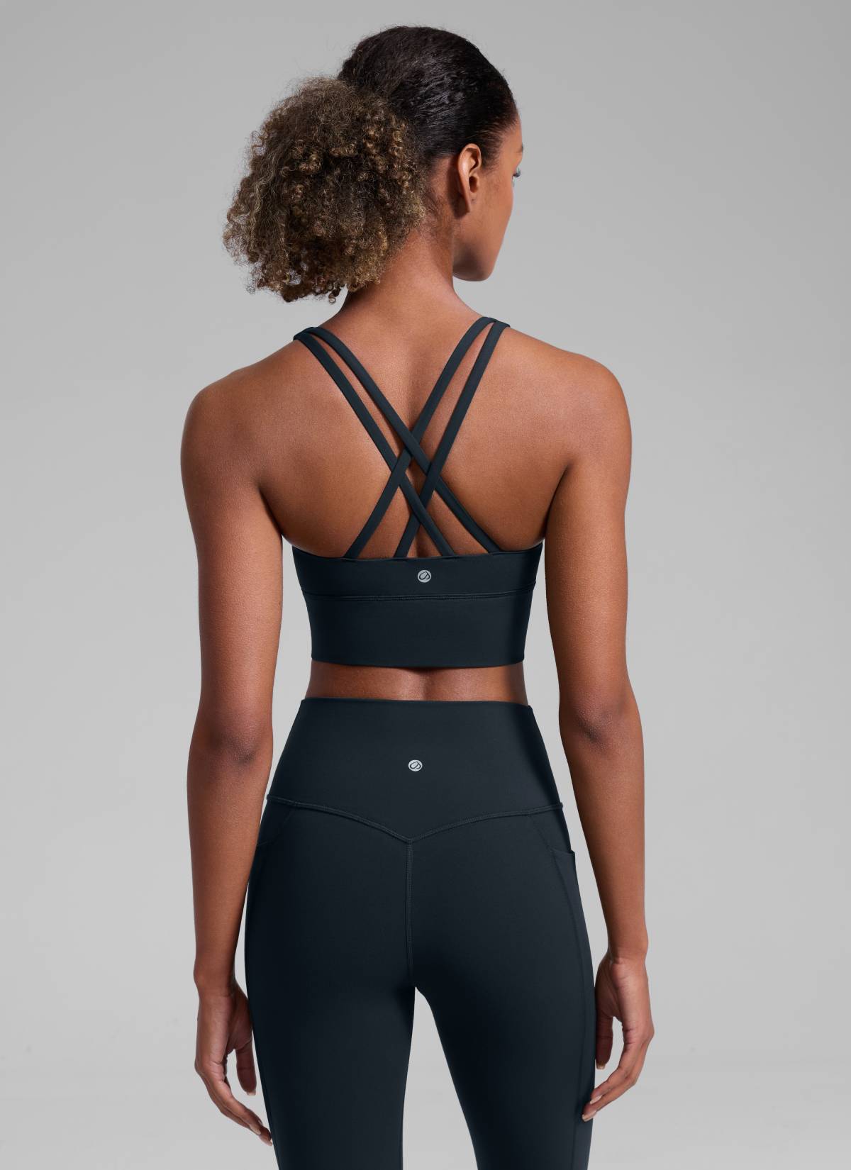 CRZ YOGA Womens Strappy Longline Nakedfeel Training Sports Bra True Navy