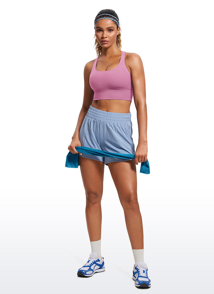 CRZ YOGA Womens Strappy Longline Nakedfeel Training Sports Bra Crimson