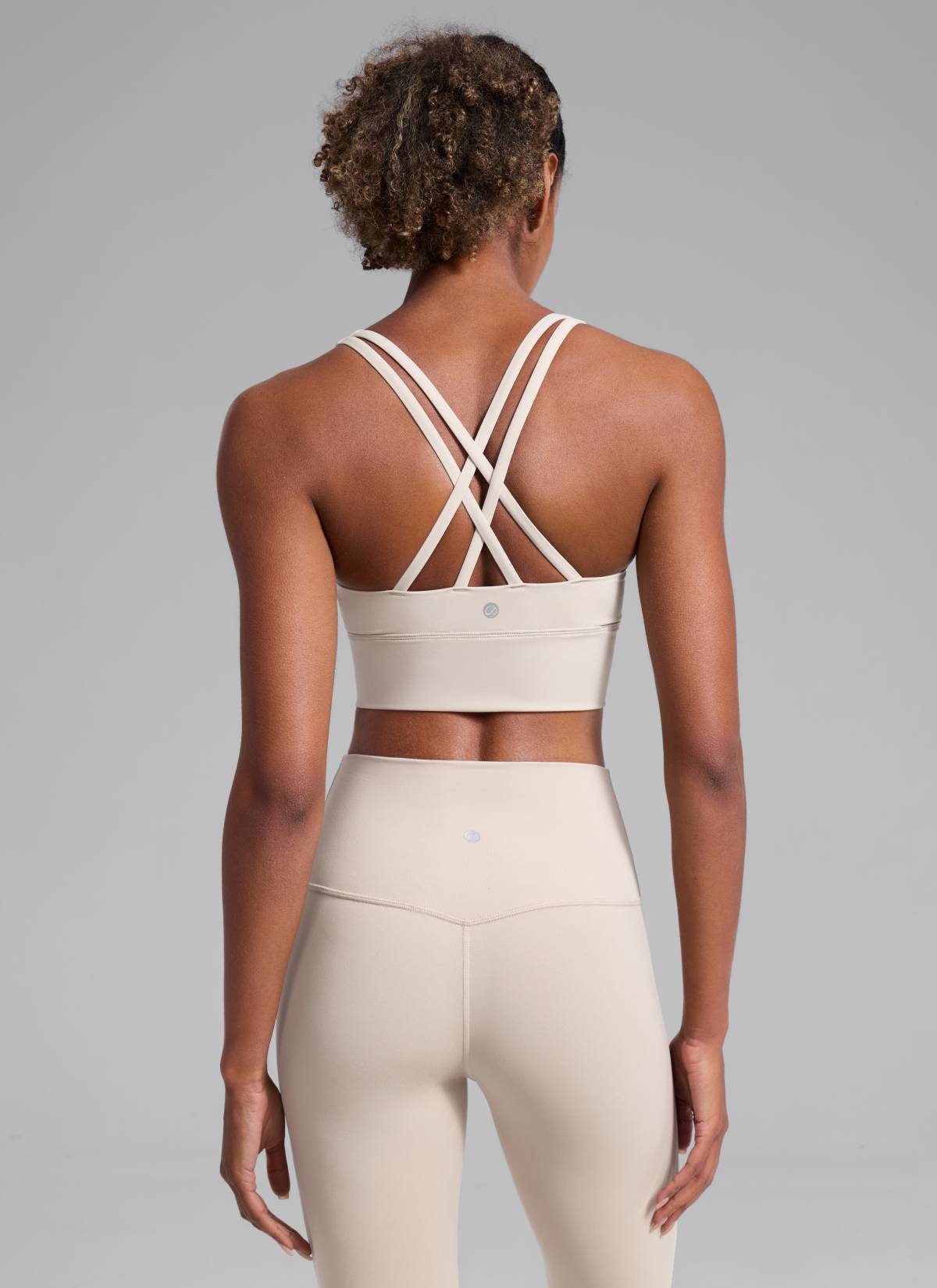 CRZ YOGA Womens Strappy Longline Nakedfeel Training Sports Bra Mojave Tan