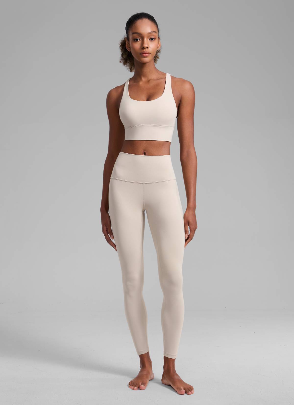 CRZ YOGA Womens Strappy Longline Nakedfeel Training Sports Bra Mojave Tan