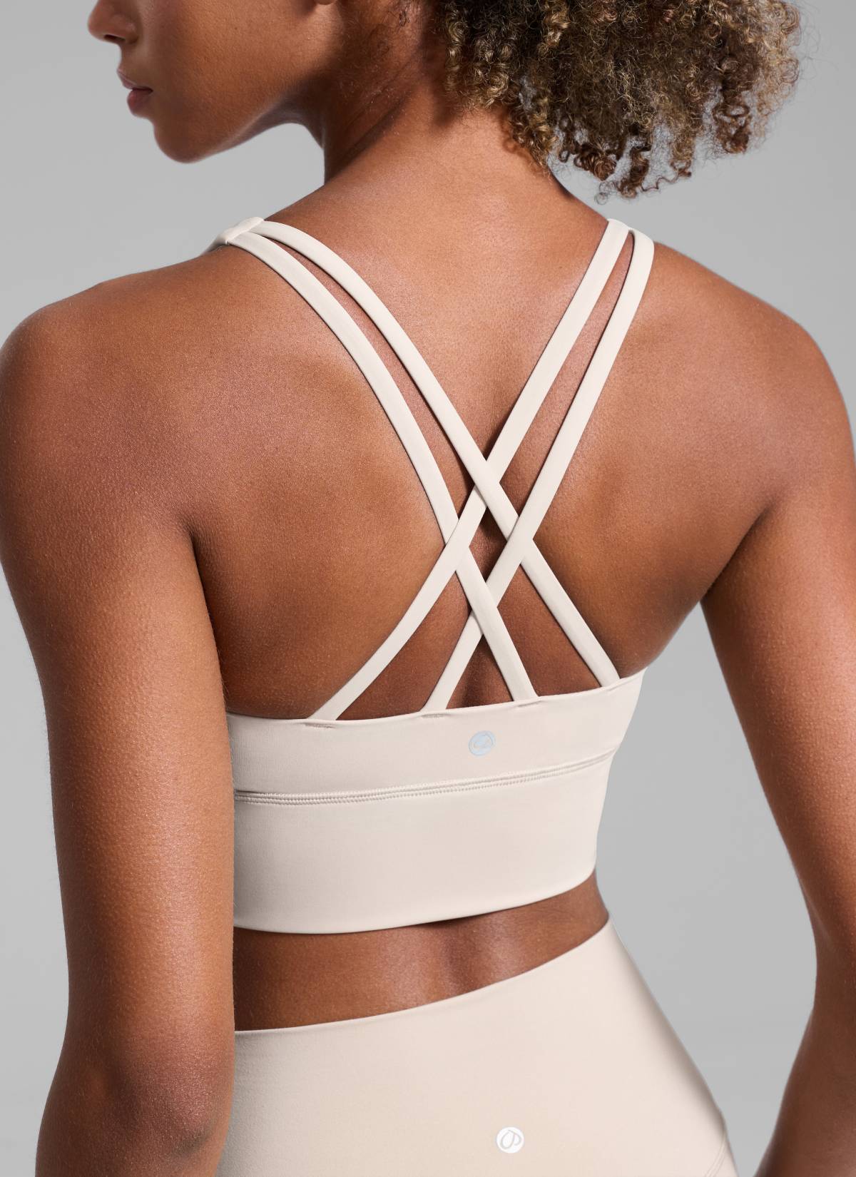 CRZ YOGA Womens Strappy Longline Nakedfeel Training Sports Bra Mojave Tan