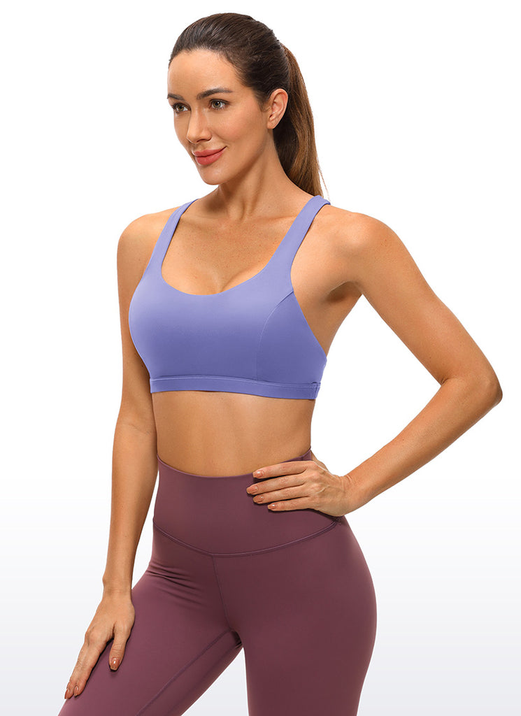 CRZ YOGA Women's Yoga Light Support Brushed Nakedfeel Strappy Bra OASIS