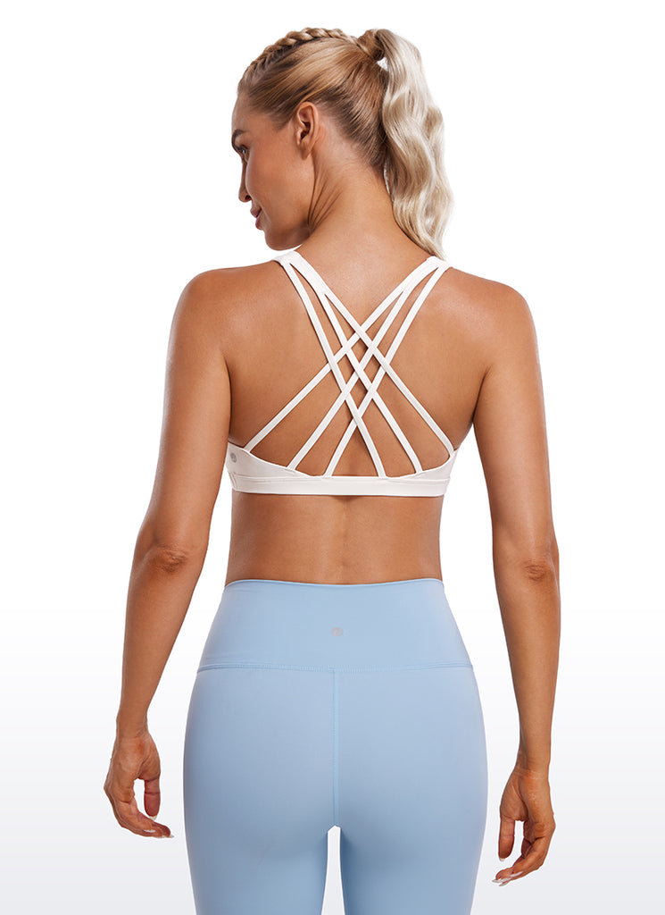 CRZ YOGA Women's Yoga Light Support Brushed Nakedfeel Strappy Bra Royal Lilac