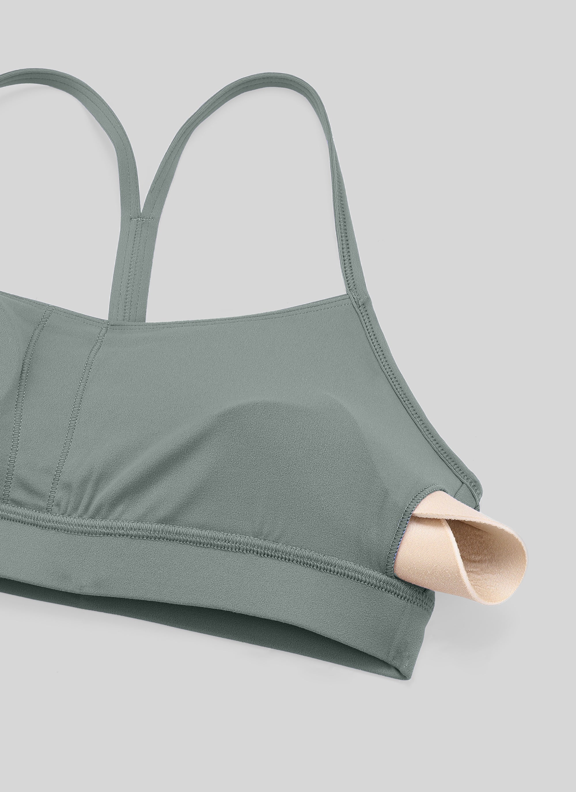 CRZ YOGA Women's Yoga Light Support Butterluxe Sports Bra Y back Grey Sage @model_info:NEW
