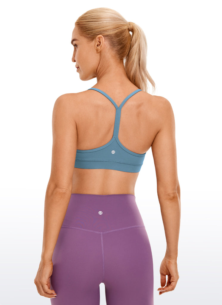 CRZ YOGA Women's Yoga Light Support Butterluxe Sports Bra Y back Blue Ashes