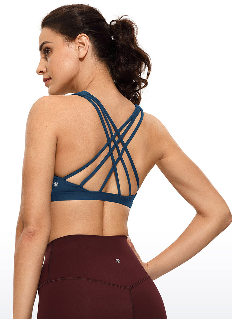 CRZ YOGA Women's Yoga Light Support Brushed Nakedfeel Strappy Bra Granita Pink