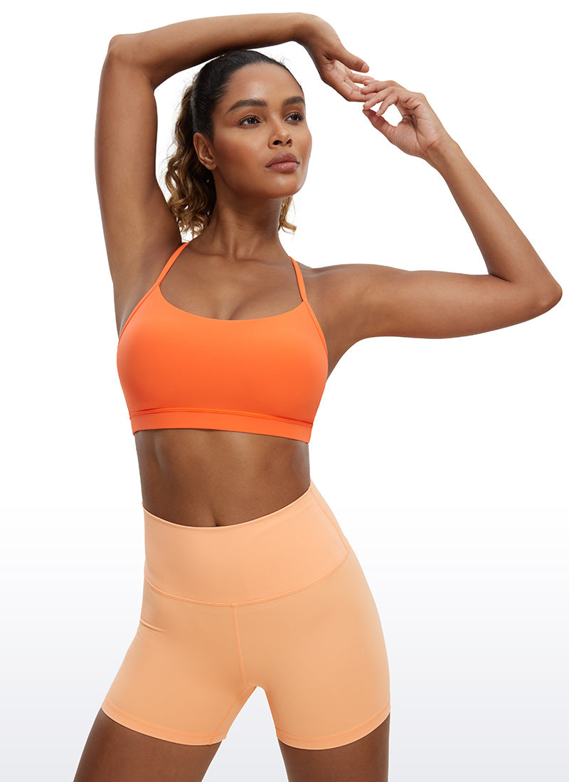 CRZ YOGA Women's Yoga Light Support Butterluxe Sports Bra Y back Neon Orange