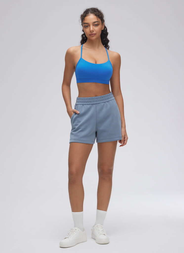 CRZ YOGA Women's Yoga Light Support Butterluxe Sports Bra Y back Sparkle Blue