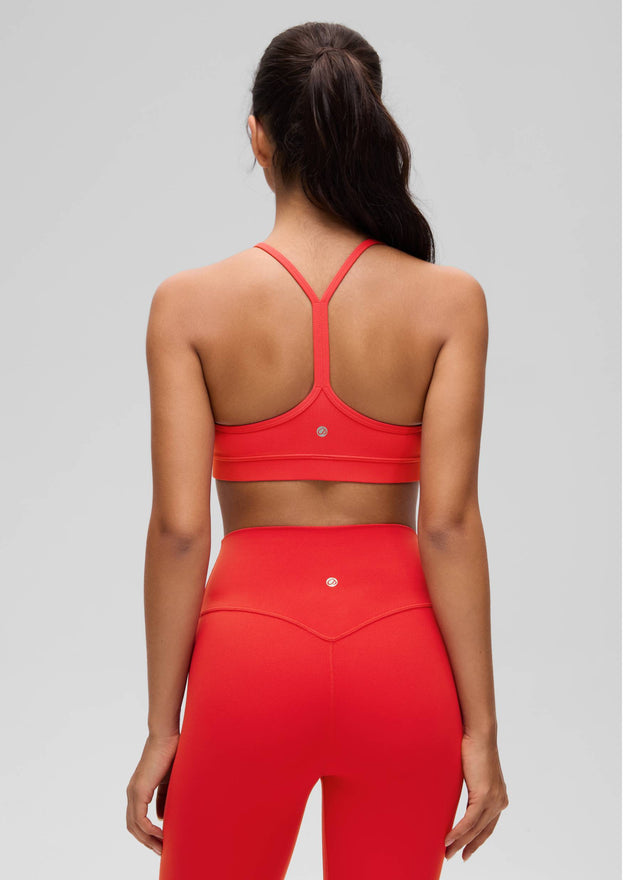 CRZ YOGA Women's Yoga Light Support Butterluxe Sports Bra Y back Deep Red