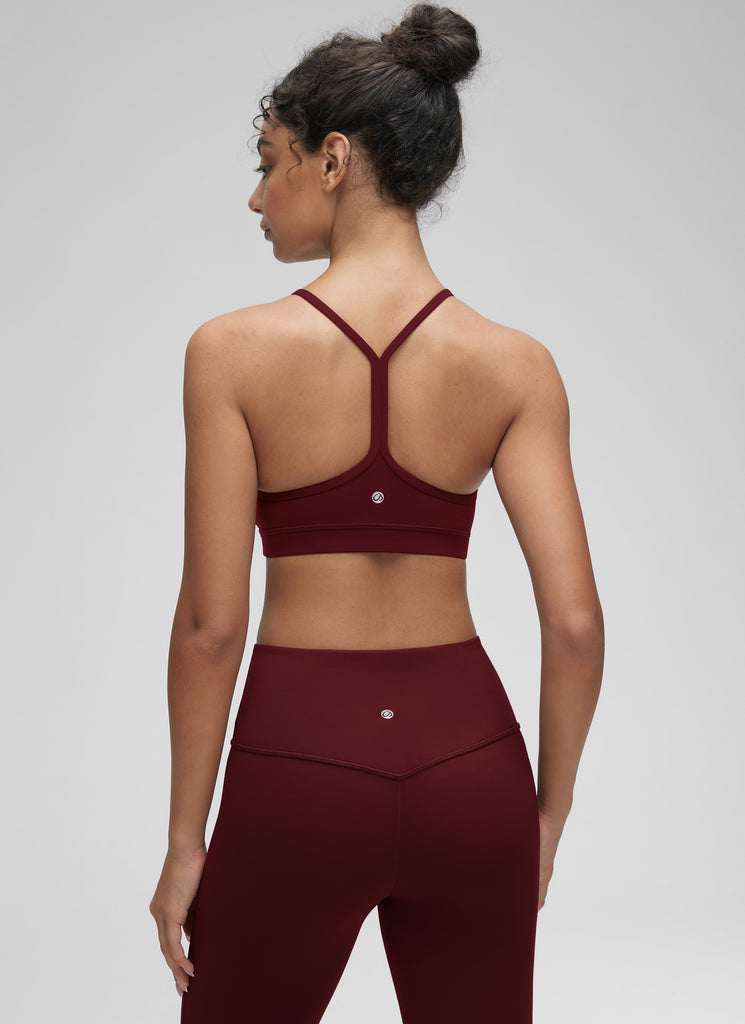 CRZ YOGA Women's Yoga Light Support Butterluxe Sports Bra Y back Red Merlot