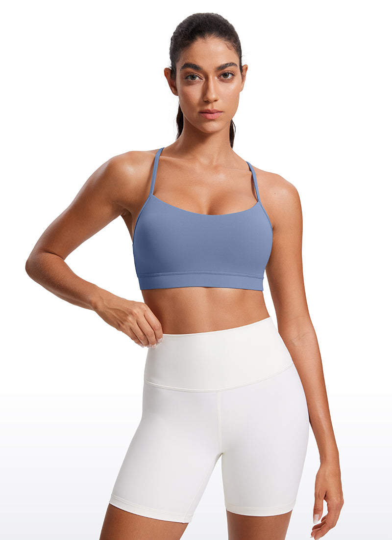 CRZ YOGA Women's Yoga Light Support Butterluxe Sports Bra Y back Oasis Blue @model_info:Mariana