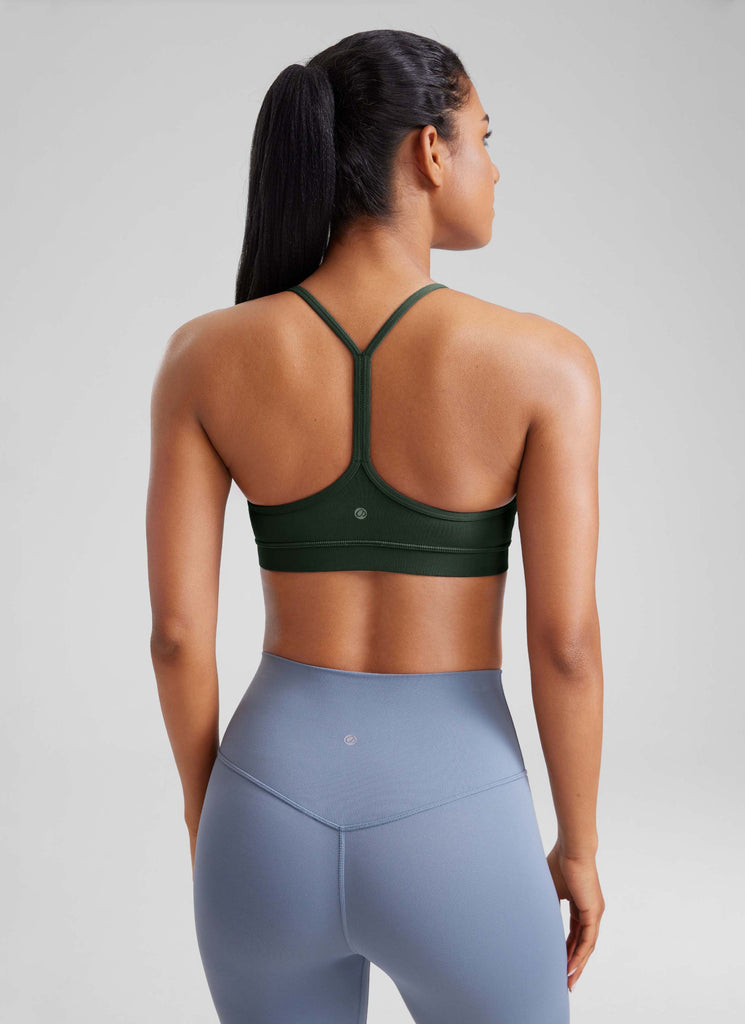 CRZ YOGA Women's Yoga Light Support Butterluxe Sports Bra Y back Legend Green