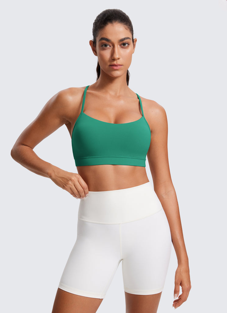 CRZ YOGA Women's Yoga Light Support Butterluxe Sports Bra Y back Cascadia Green