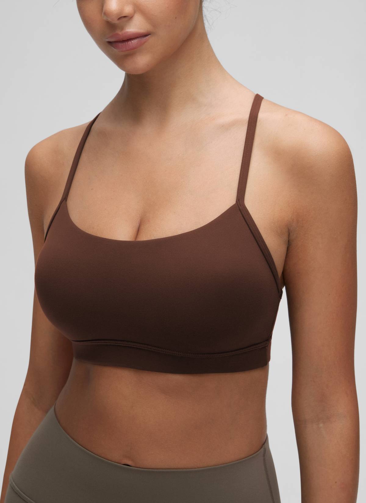 CRZ YOGA Women's Yoga Light Support Butterluxe Sports Bra Y back Lava Brown