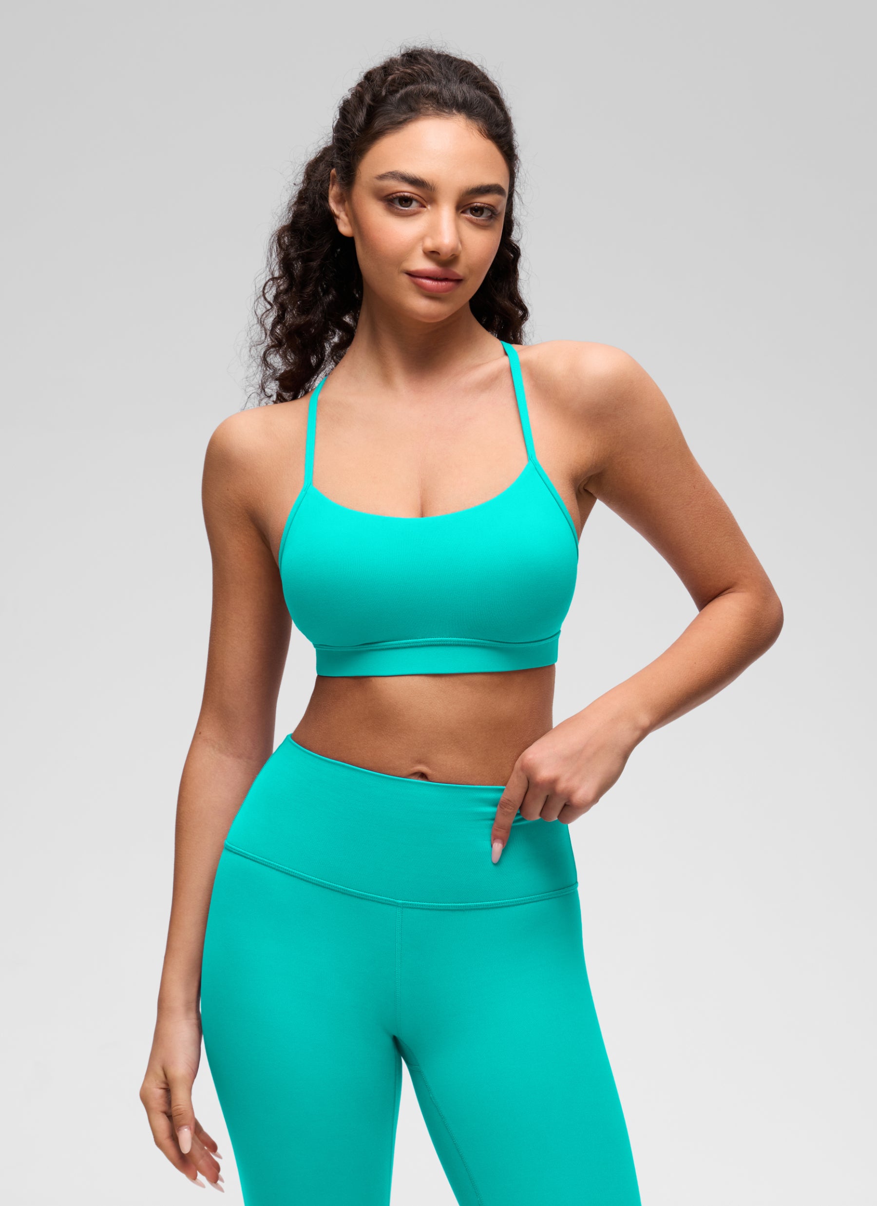 CRZ YOGA Women's Yoga Light Support Butterluxe Sports Bra Y back Tropics Teal @model_info:A