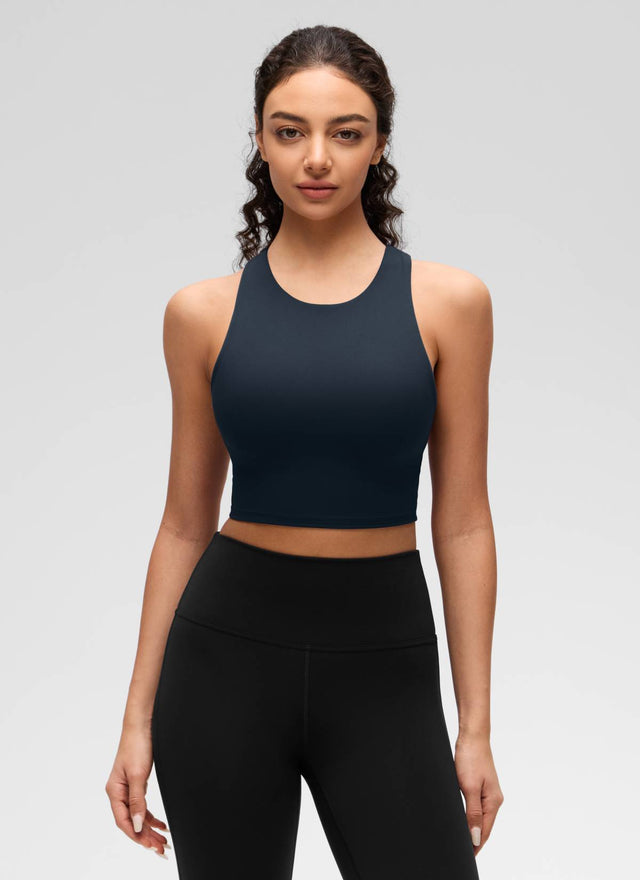 CRZ YOGA  Women's Yoga Low Support Butterluxe Tank High Neck Racerback True Navy @model_info:Anano