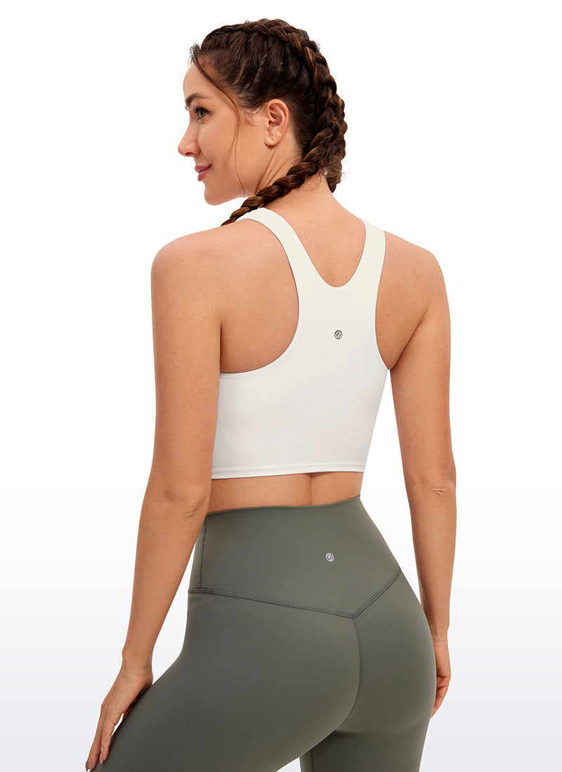 CRZ YOGA  Women's Yoga Low Support Butterluxe Tank High Neck Racerback White Apricot @model_info:Deni