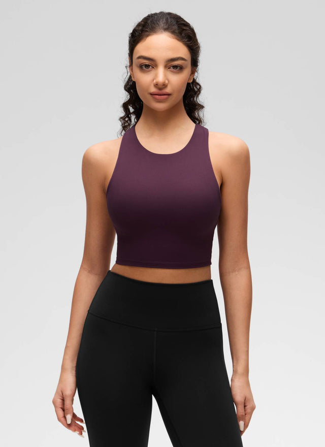 CRZ YOGA  Women's Yoga Low Support Butterluxe Tank High Neck Racerback Deep Purple @model_info:Anano