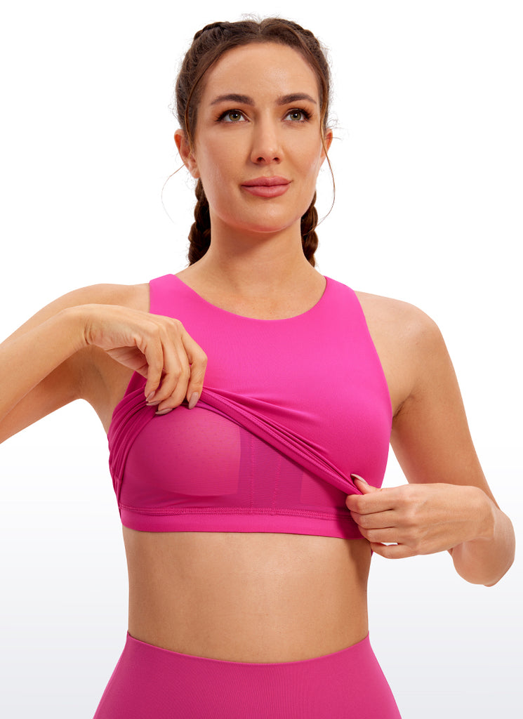 CRZ YOGA  Women's Yoga Low Support Butterluxe Tank High Neck Racerback Hibiscus Purple