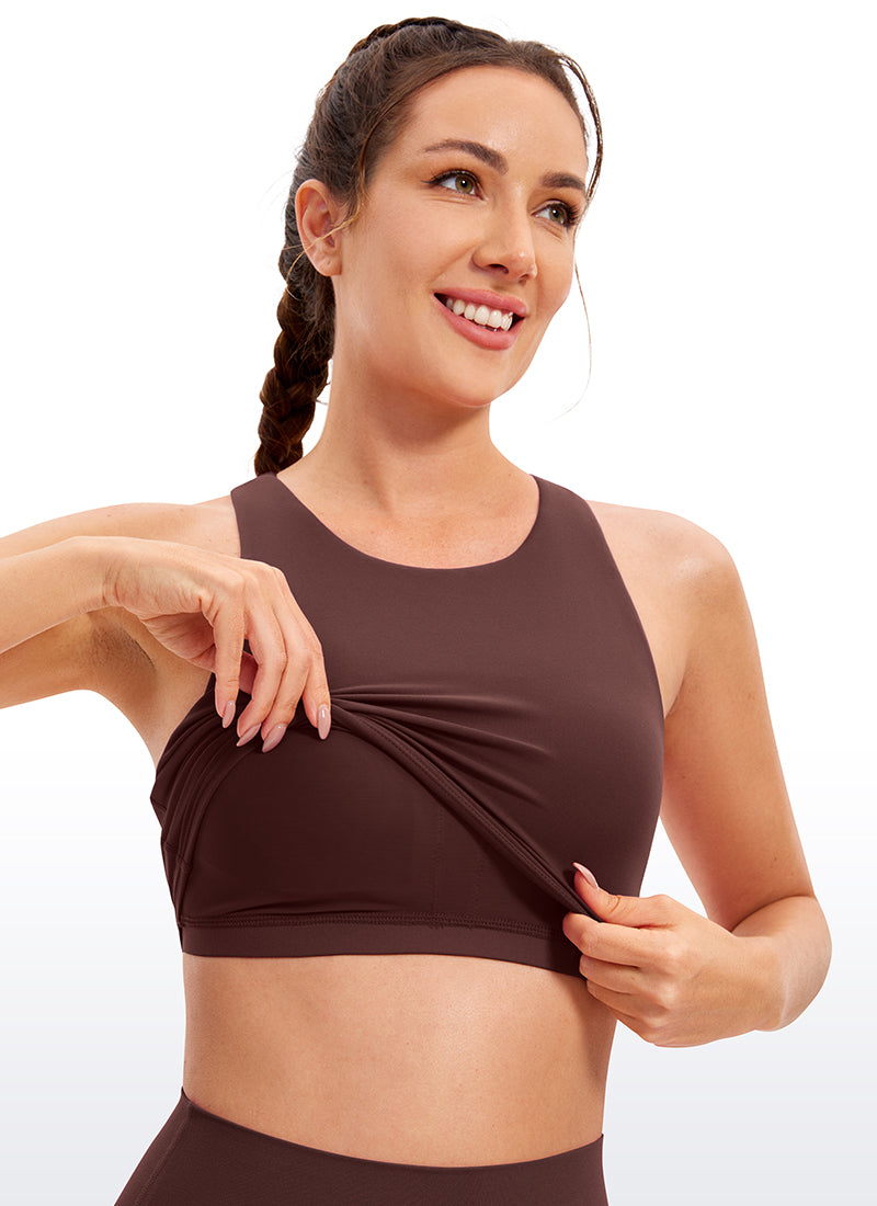 CRZ YOGA  Women's Yoga Low Support Butterluxe Tank High Neck Racerback Taupe