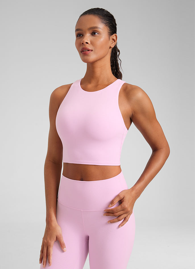 CRZ YOGA  Women's Yoga Low Support Butterluxe Tank High Neck Racerback Vita Pink