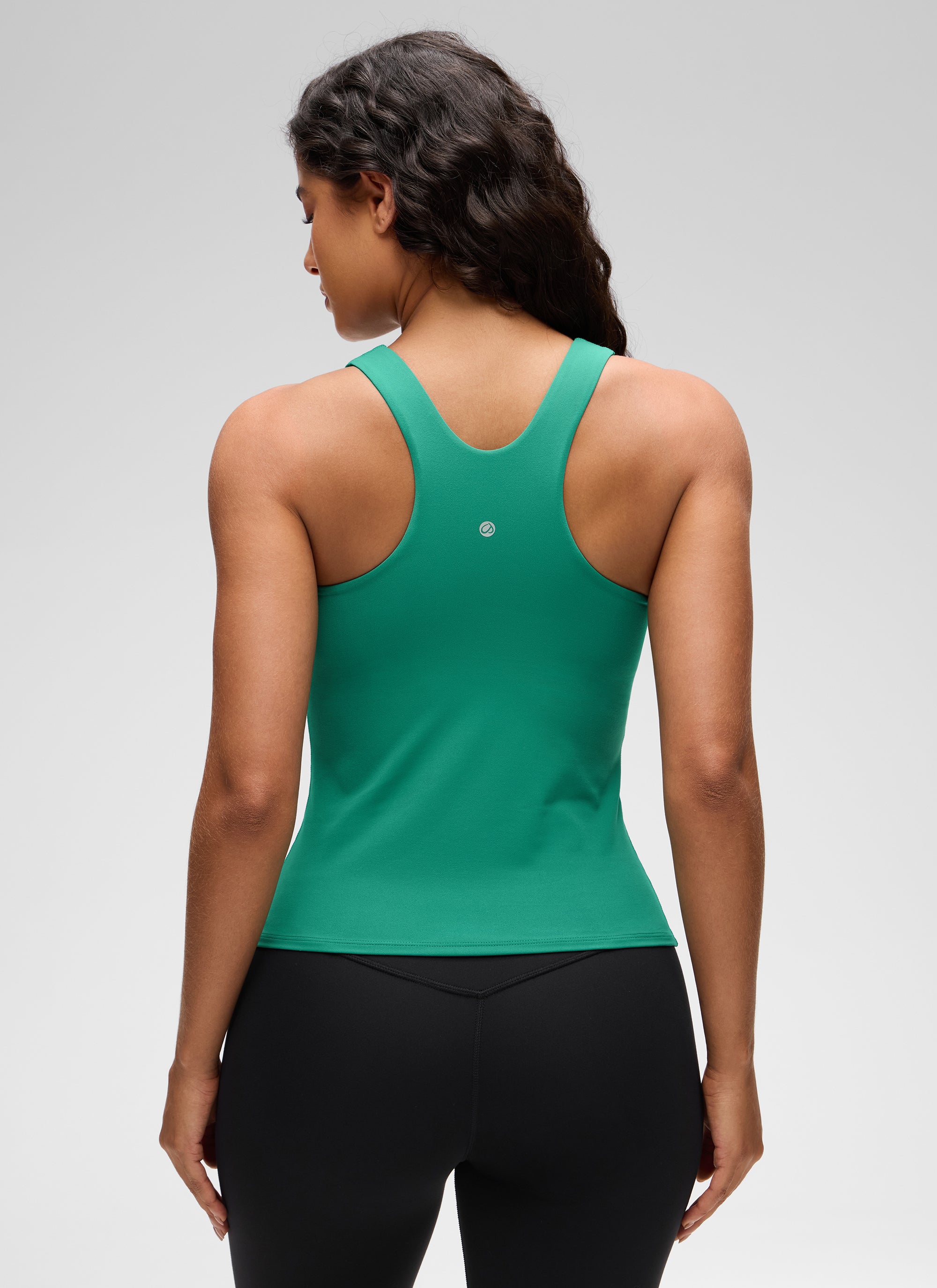CRZ YOGA Women's Butterluxe Built-in Bra High Neck Racerback Tank Cascadia Green