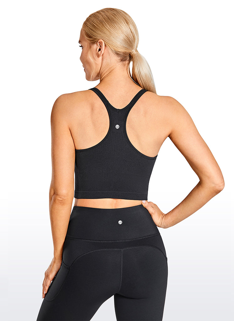 CRZ YOGA Women's Yoga Light Support Seamless Longline Bra Y-back Darkish Green