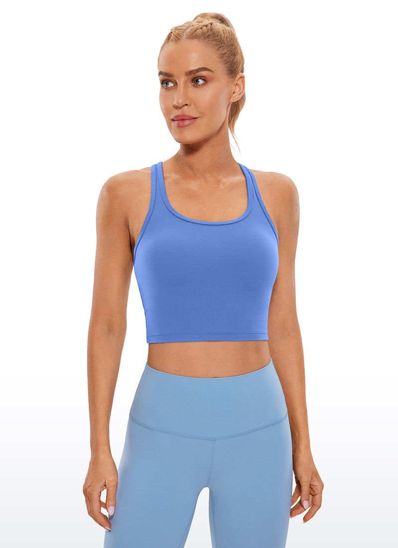 CRZ YOGA Women's Yoga Low support Butterluxe Scoop Neck Bra Y-Back Wild Indigo