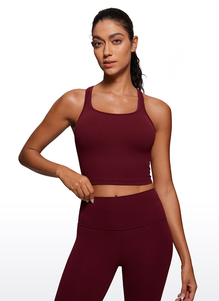 CRZ YOGA Women's Yoga Low support Butterluxe Scoop Neck Bra Y-Back French Navy