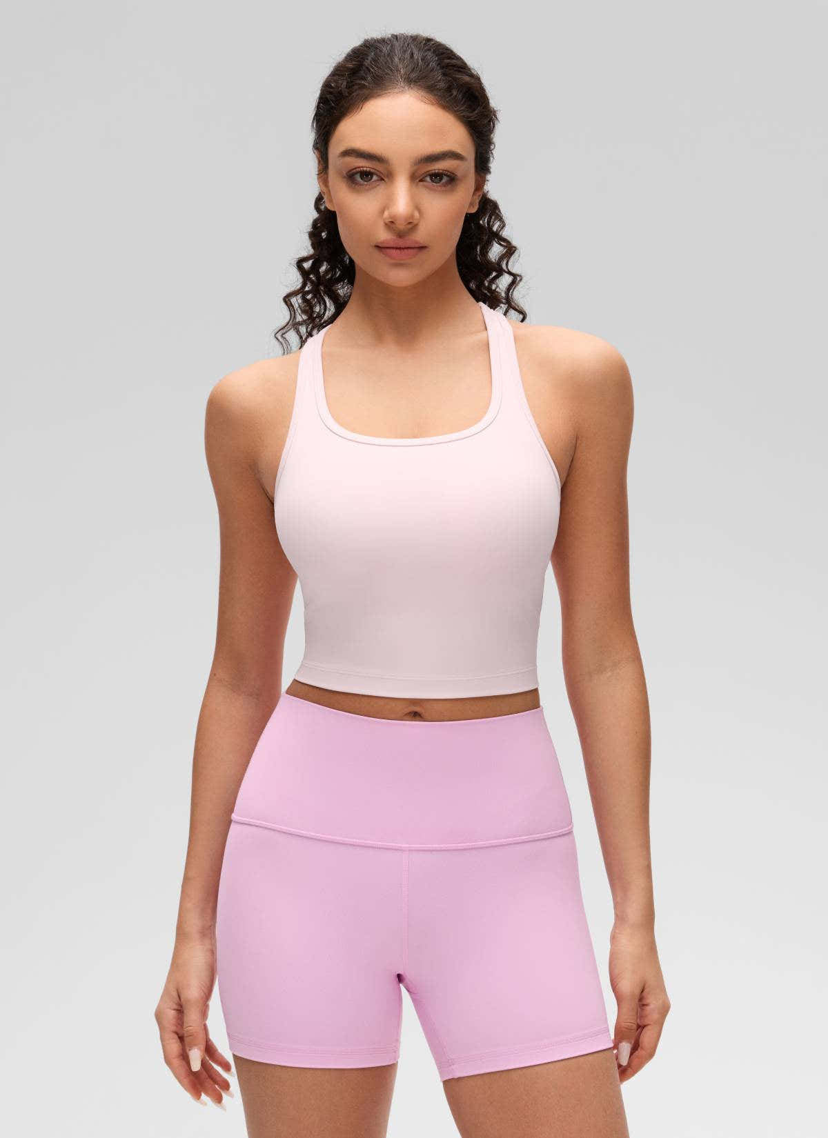 CRZ YOGA Women's Yoga Low support Butterluxe Scoop Neck Bra Y-Back Strawberry Pink @model_info:Anano