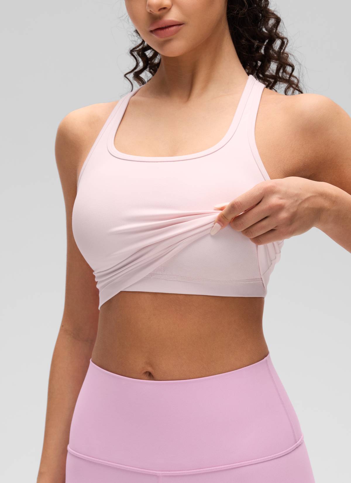 CRZ YOGA Women's Yoga Low support Butterluxe Scoop Neck Bra Y-Back Strawberry Pink @model_info:Anano