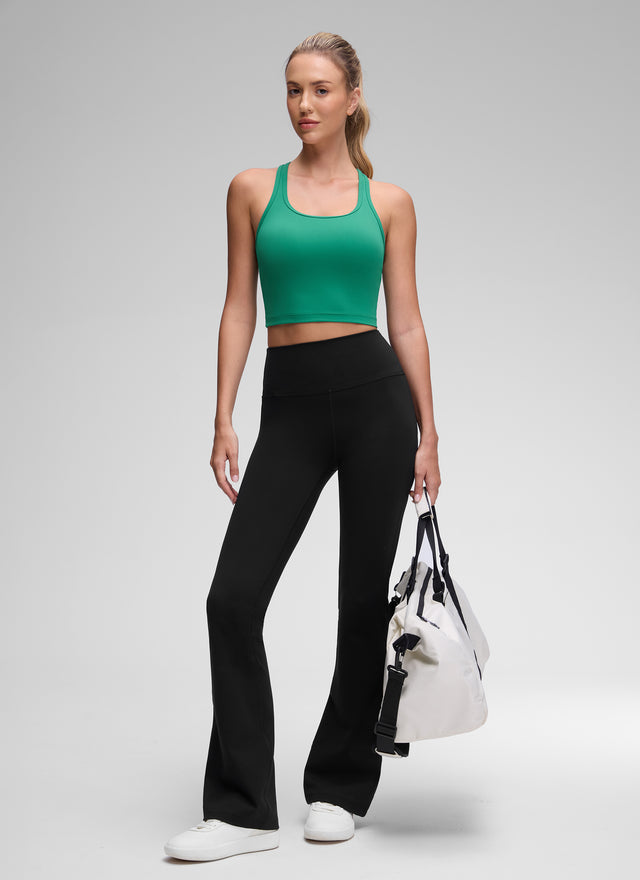 CRZ YOGA Women's Yoga Low support Butterluxe Scoop Neck Bra Y-Back Cascadia Green @model_info:Anna