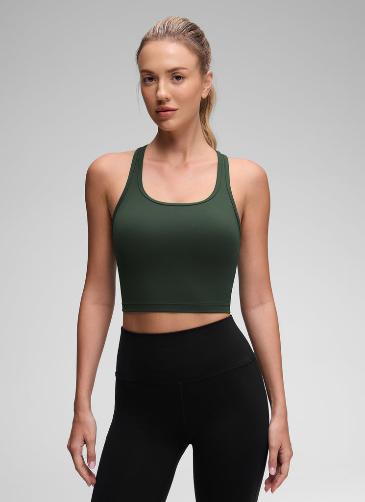 CRZ YOGA Women's Yoga Low support Butterluxe Scoop Neck Bra Y-Back Cascadia Green