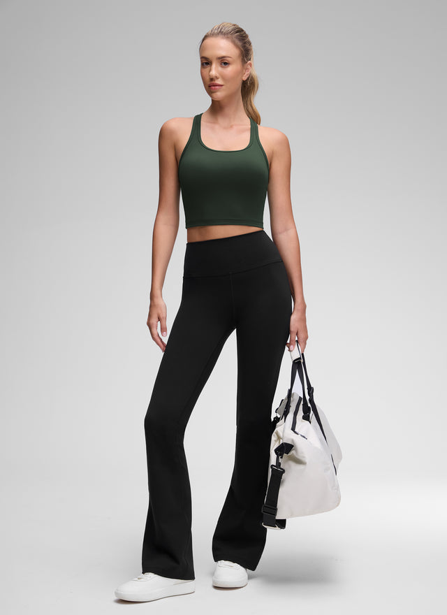 CRZ YOGA Women's Yoga Low support Butterluxe Scoop Neck Bra Y-Back Legend Green @model_info:Anna