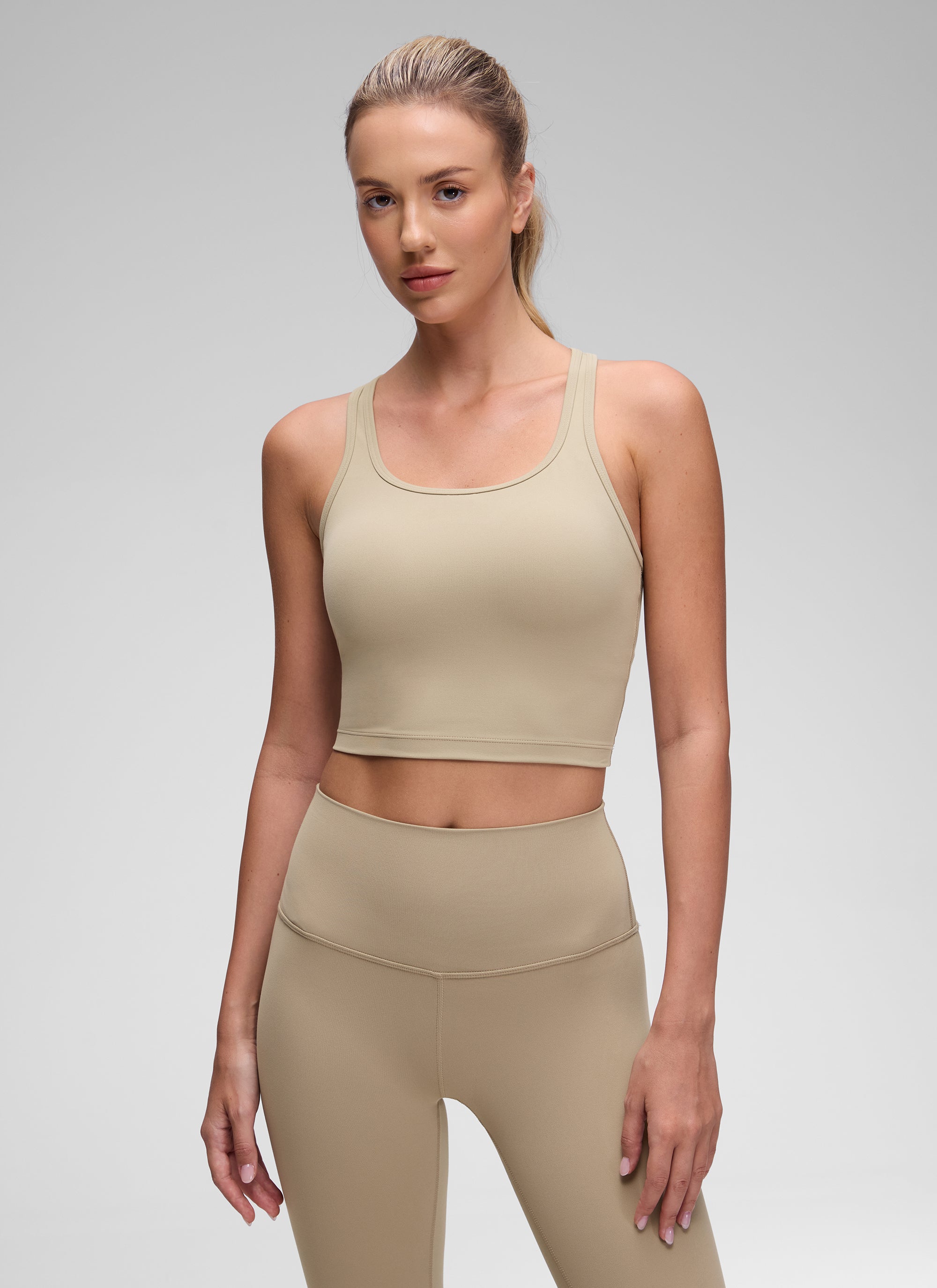 CRZ YOGA Women's Yoga Low support Butterluxe Scoop Neck Bra Y-Back Oak