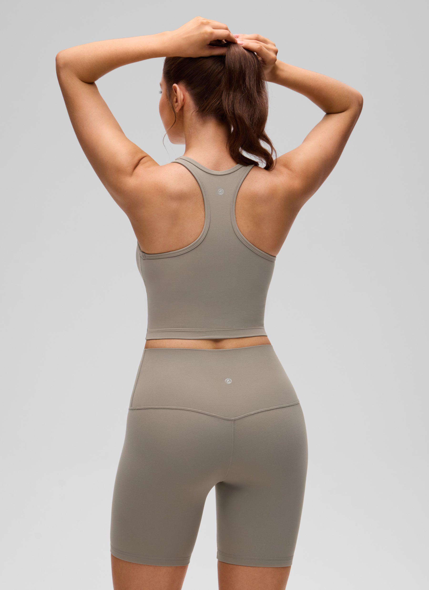 CRZ YOGA Women's Yoga Low support Butterluxe Scoop Neck Bra Y-Back Warm Ash Grey @model_info:V