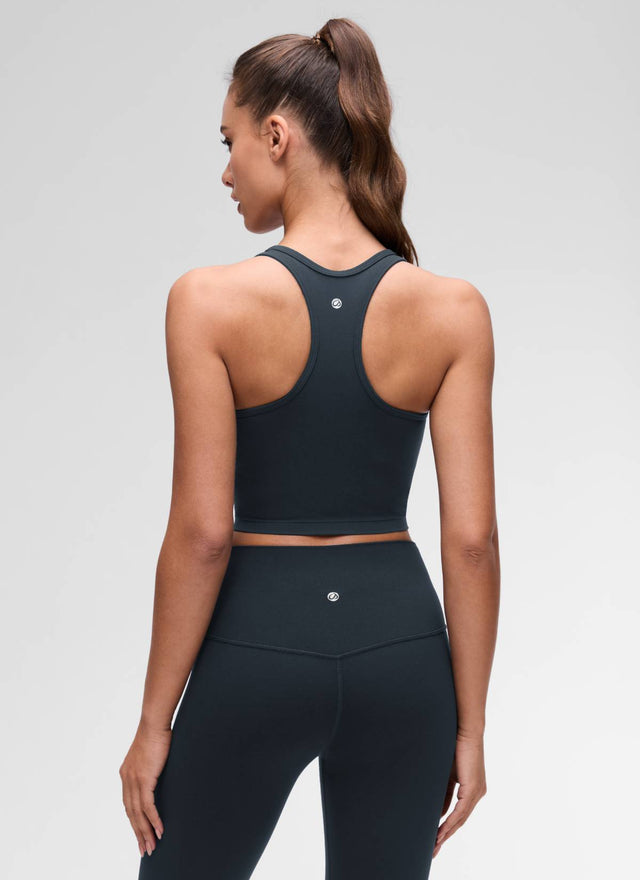 CRZ YOGA Women's Yoga Low support Butterluxe Scoop Neck Bra Y-Back True Navy @model_info:Maria