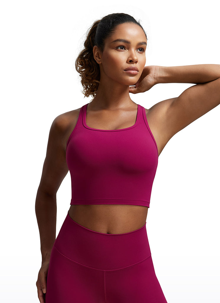 CRZ YOGA Women's Yoga Low support Butterluxe Scoop Neck Bra Y-Back Magenta Purple